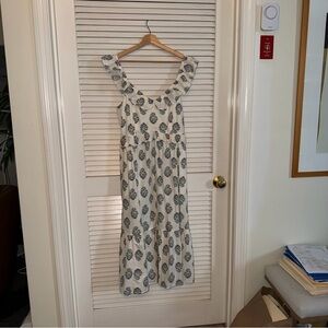 J. Crew Cream and Blue Floral Maxi Dress